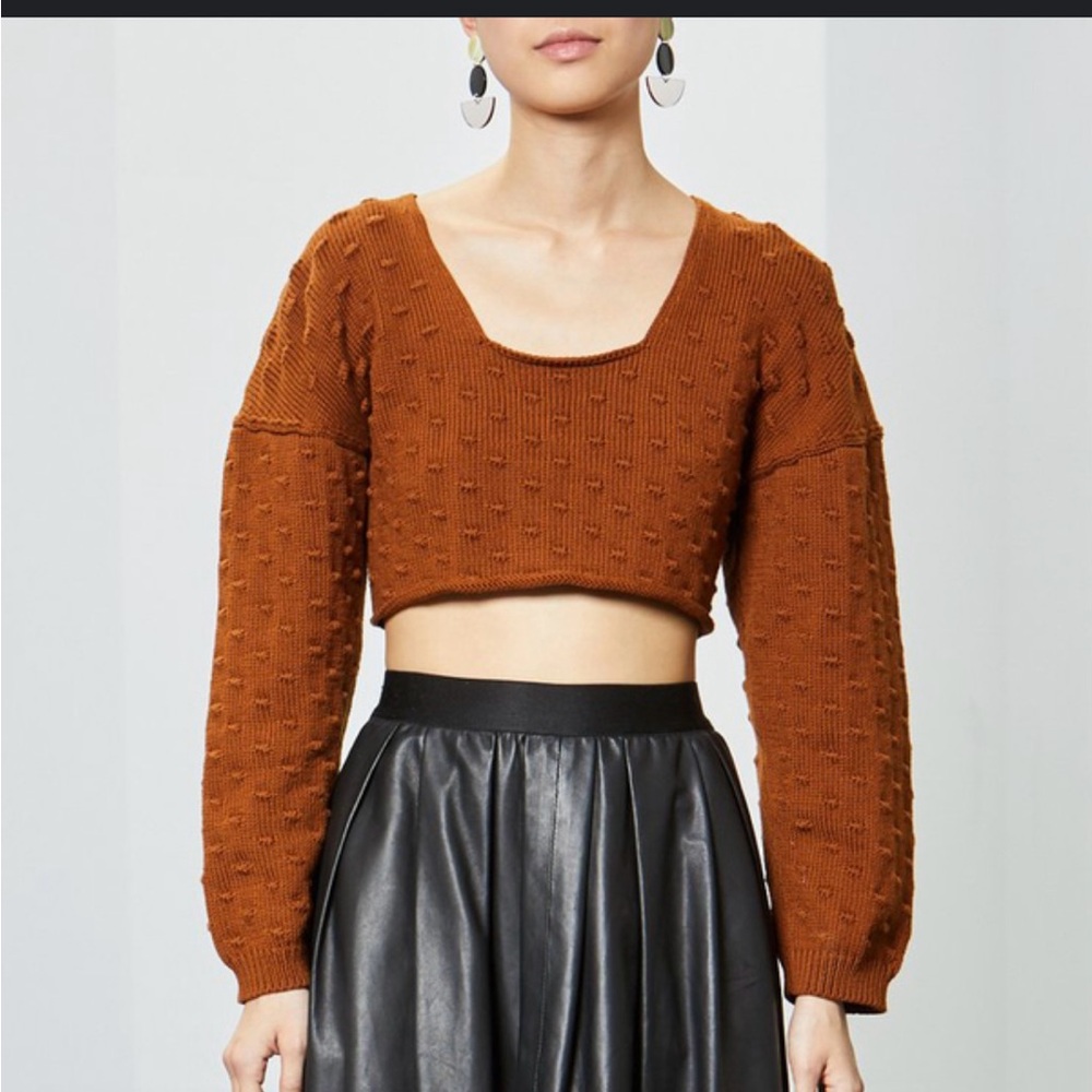 Rachel comey square neck cotton pumpkin burnt orange rust sweater